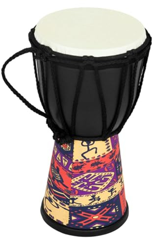 Afrikanische Djembe Handtrommel 4 Zoll für Kinder und Anfänger | Schwarz, Pvc mit Kunstziegenhaut, Bühne und Unterricht, Feine Verarbeitung