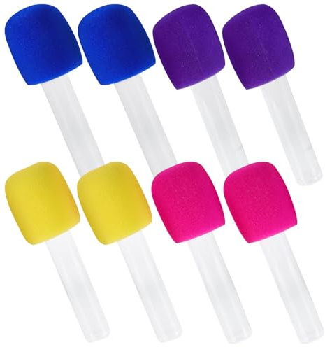 ZUNOXAZ Lot de 8 Faux Microphones en Plastique Coloré Rouge Violet Jaune et Bleu Accessoires de Soirée Disco Jouets Micro Karaoké pour Fête à Thème Musical et Présents de Fête