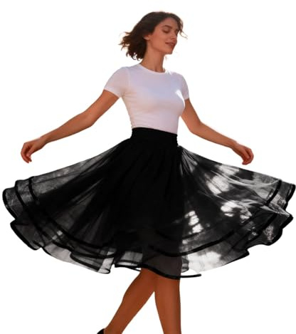 Jupe Tutu Femme Jupon sous Robe Rétro Années 50 A-Ligne Jupons pour Femmes Rockabilly Ballet Dance Dress Rockabilly Petticoat Jupes Tutu Classique en Couches Swing Adulte Fête Costume S-XL (Black, XL)