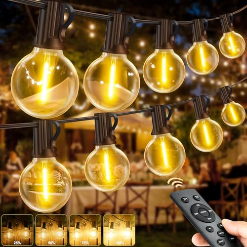 FGRYB Lichterkette Led Außen Strom 30M - 100FT G40 Glühbirnen Outdoor Lichterketten mit Timer Fernbedienung Wasserdicht Garten Beleuchtung Außen Innen Dekoration Balkon Hochzeit Party Pavillon