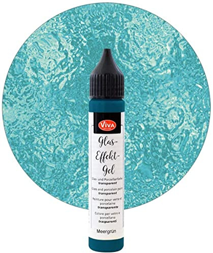 Viva Decor Glas-Effekt-Gel (Meergrün, 28 ml) Glass Pen - Porzellanstifte - Farbe für Glas - Keramik Farbe - Glass Color - Glasmalfarbe wasserfest/spülfest