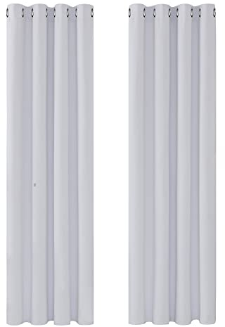 Deconovo Tende Oscuranti per Interni, 2 Pannelli, 140x245 cm, Grigio Perla | Termiche Isolanti Caldo e Freddo, Attenuano i Rumori, Moderne ed Eleganti con Occhielli, per Camera e Soggiorno