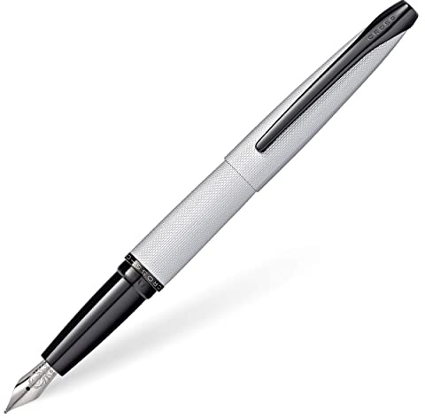 Cross ATX Füllfederhalter (M-Feder, gefrästes Diamantmuster, inkl. Premium Geschenkbox) gebürstetes chrom, 1 Stück (1er Pack)