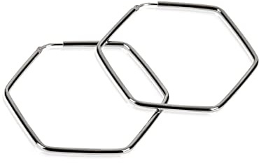 modabilé Creolen Damen 925 Sterling Silber Hängend Hexagon (3cm/5cm) I Form: Sechseck Creole Ohrringe Geometrisch Eckig Edel Groß I Silberschmuck
