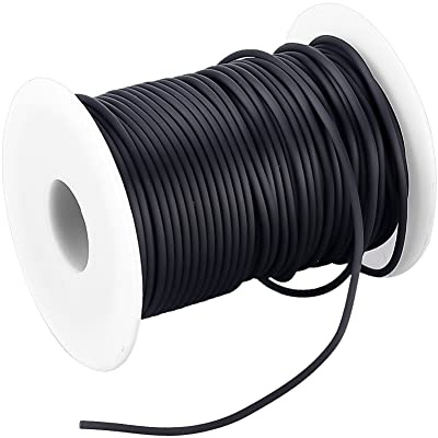 NBEADS 1 Rollo 30M Cordón de Caucho Sintético, 2mm Cordón Macizo de Caucho Negro para Manualidades de Bricolaje y Decoración Colgante