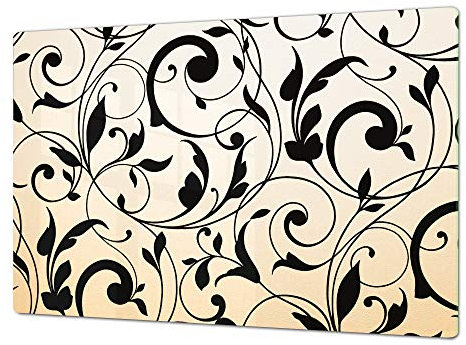 Enormous Tempered Glass Chopping Board - Induction Cooktop Cover – Single: 80 x 52 cm; Double: 40 x 52 cm; Flower Series DD06B