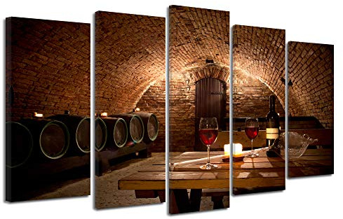 DECLINA, Tableau Decoration Murale Salon, Toile imprimée, Tableau Deco Cadre Deco Design Cave à vin 150x80 cm Multicouleur