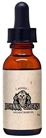 Johnny Slicks Organic Beard Oil | Moisturize, Soften, Promote Hair Growth, Reduce Itch (US Made, Veteran Owned Handcrafted with Clean Ingredients), Rugged