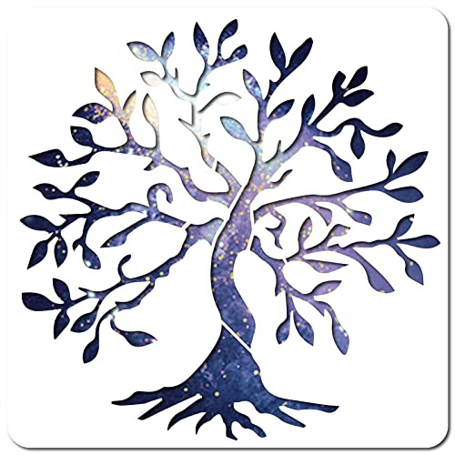 GORGECRAFT Baum des Lebens Schablonenvorlage 11.8x11.8 Zoll Großes Wiederverwendbares Zeichen Zum Malen Auf Holzwand Scrapbook Karte Bodenzeichnung