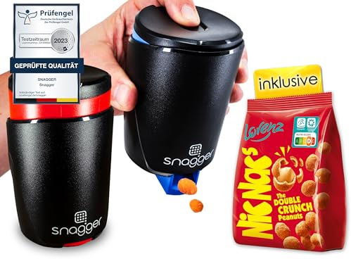 snagger DOPPELPACK - Der Snackspender/saubere Hände beim snacken/geeignet für Erdnüsse, NicNacs, UVM/Gamer Geschenk, Geschenke für Männer Frauen, Nicnac Spender / (Doppelpack-Classic)