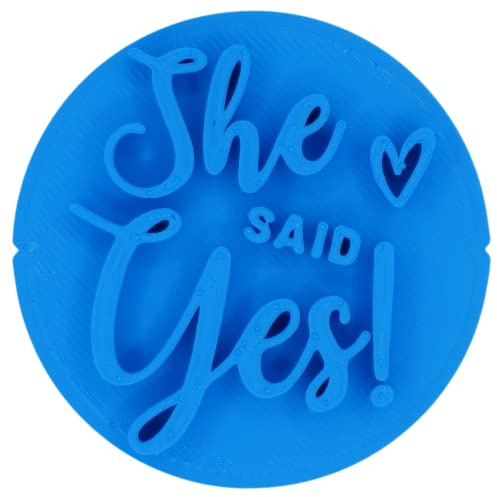 She Said Yes Heart Engagement Wedding Cookie Stamp Fondant Embosser 6cm (2.36 inches) Made in The UK for Baking, Cooking, Fondant, Icing, Cupcake, Cookie, Cake, Biscuits, Decoration