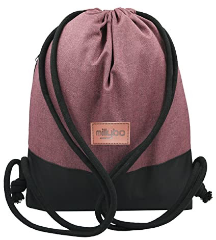 millybo SACCO Beutel Turnbeutel Sportbeutel Gymbag Rucksack Beuteltasche Backpack (270.006 bordeaux)