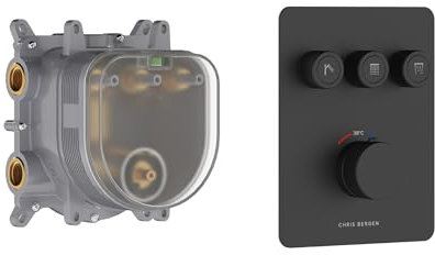 CHRIS BERGEN Aquatronic, Unterputz Thermostat mit Grundkörper, für 3 Funktionen, in Schwarz matt