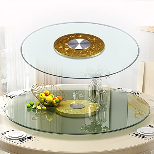 BIRLD Lazy Susan Drehteller 60cm 70cm 80cm Serviertablett Drehteller Leise Glas-Drehteller Für Tischplatte, Schwerlast Rotierendes Tablett, Transparent (Size : 50cm/20in)