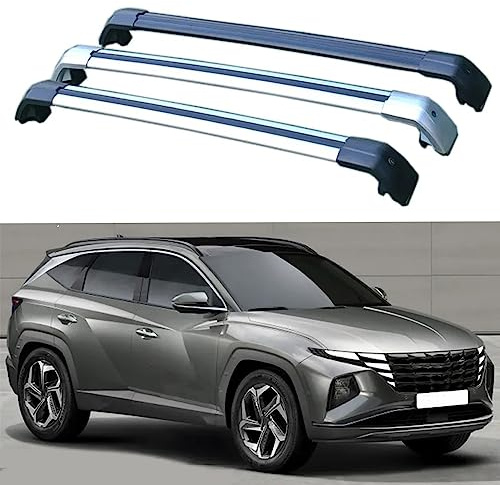 HYGGLY 2 Pezzi Auto Barre Trasversali Portapacchi per Hyundai Tucson L NX4 SUV 2020-2024, Tetto Portatutto Barre Trasversali in Alluminio Portabiciclette Esterno Auto Accessori,A/Black
