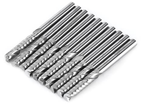 TICFOX 10 Pièces Fraise En Bout à Flûte Unique Carbure De Tungstène Fraises en Bout en Spirale CNC Mèches de Routeur Tige de 4mm pour Bois, Aluminium, Acier, PCB, PVC, Circuit Imprimé