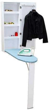 LBMED Gabinete para Tabla Planchar,gabinete Almacenamiento montado en la Pared,Plegable con Espejo y Compartimento Almacenamiento,Ahorra Espacio,soporta 55libras,para hogar,apartamento, lavandería