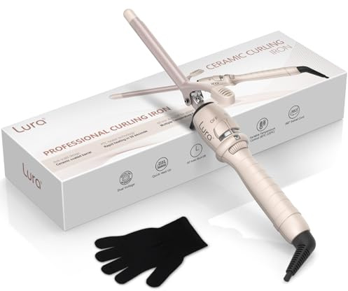 LURA 13mm Hair Curling Iron Curling Iron Ceramic Curling Wand Dual Voltage Hair Curler Fast Heat up Curling Tool, Glove Included