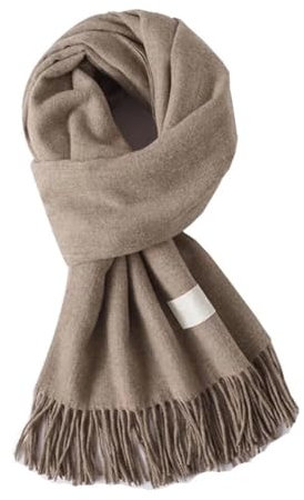 Bettschlange Schal Damen Winter, Warm Wollschal, Winterschal Damen mit Quasten, XXL Kuschelige Warme Winter Schals, Scarf Poncho Cape, 200x70cm,15-Khaki