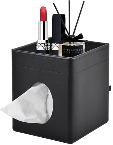 XNONE PU Leder Taschentuchbox Abdeckung mit Ablageschale,Quadratisch Kosmetiktücher Tablett Organizer,für Badezimmer,Waschtisch,Schlafzimmer,Büro,Auto,Stilvoller Servietten Caddy Dekorativer