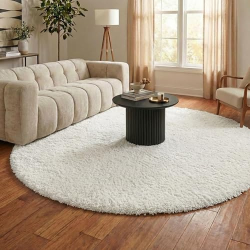 FRAAI | Home & Living Shaggy Teppich Rund - Blaze Weiß - Ø 100 cm