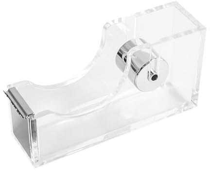 Klebebandabroller für Schreibtische, Acryl Klebebandspender Tape Abroller Tischabroller für Schule, Zuhaus [Silber]