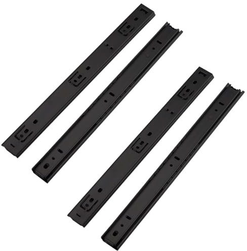 MOCNT 2 Paia (4 Pezzi) 200mm Guide per Cassetti 27mm Cuscinetti a Sfera Guide di Cassetti Zincato Guide a Estrazione Binari Cassetti Scorrevoli Guida di Cursori Armadio Nero
