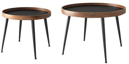 FORRTY Couchtisch 2er Set, Mit hohem Kantenschutz, Couchtische,Schlichtes Design und breite ArbeitsplatteWird in Büros, Sofatisch,satztische fürs Wohnzimmer(Schwarz,40cm+60cm)