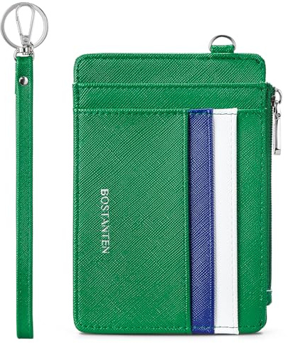 BOSTANTEN Kartenetui Damen, Mini Geldbörse Damen Portemonnaie Klein PU Leder,Wallet for Women,Grün