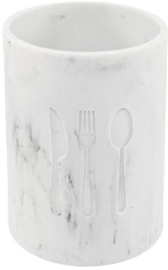 Rocking Gifts Barattolo per Utensili da Cucina Effetto Marmo 14x12 cm – Portaposate e Porta Mestoli in Resina – Contenitore Elegante per Cucina Organizzata