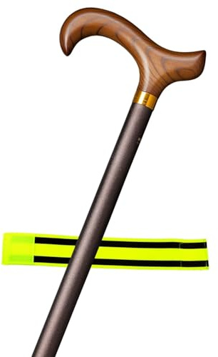 Gastrock Gehstock höhenverstellbar Aluminium + Olanmarp Klettarmband | Gehstock Herren mit Derby-Griff aus Hartholz, 75–100 cm höhenverstellbar, ca. 345 g leicht und belastbar bis 110 kg