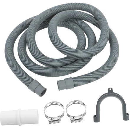 TOBBOMEY 2.5m Portable Dishwasher Drain Hose Kit Long Washing Machine Drain Hose Extension Adapters Leakproof Plastic for Easy Installation