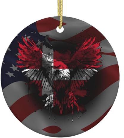 Weihnachtsbaumschmuck 7.3cm, Adler Dänemark Flagge Weihnachtsanhänger Elegant Christbaumschmuck Anhänger Personalisierte Runde Keramik Ornament Für Holiday Neujahr Geschenk Party