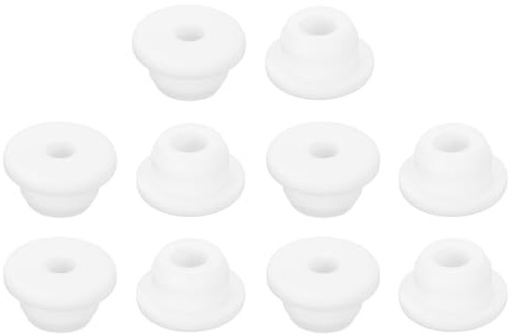 QUARKZMAN 10 Pezzi Occhielli in Gomma 18mm Foro di Perforazione, Passacavi Guarnizione 9mm ID Gommini Passacavo Scrivania Bianco Siliconica per Tappo Organizzare Filo Cablaggio Casa Auto