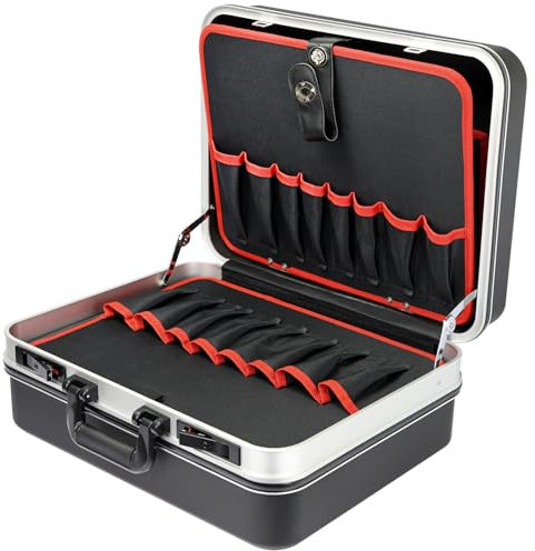 HMF 15601-02 Valigetta per attrezzi vuota, cassetta per attrezzi grande in plastica ABS, 47 x 40 x 22 cm