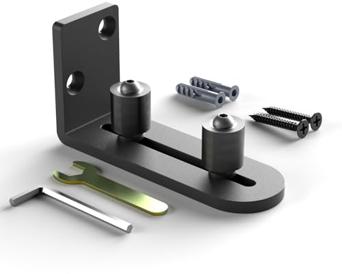 CCJH Regolabile Porta Scorrevole Guida Pavimento Per Pavimento,Design Doppio Rotolo, Guida Porta Scorrevole,Nero