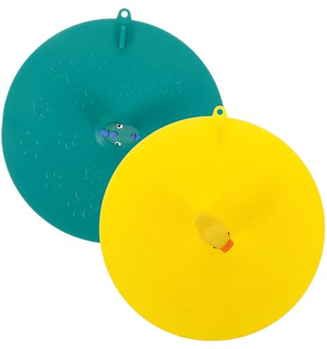 DIYEAH 2 Pièces Bouchons En Silicone Pour Bain Et Évier De Salle De Bain Avec Motif Dessin Animé (canard Jaune + Dinosaure)