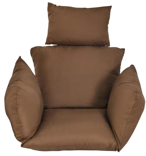Outdoor Hanging Egg Chair Cushion - Rattan Swing Seat Pad for Garden, Replacement Cushion for Rocking Chair, Weather-Resistant, Comfortable Cushion (Brown)