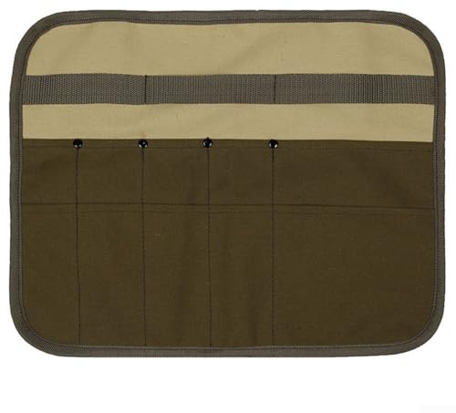 Zoegneer BBQ Utensil Bag Folding Camping Kitchen Tool Storage Roll Pouch Portable Multi Pocket Hanging Organizer for Outdoor Cooking Picnic Barbecue Canvas