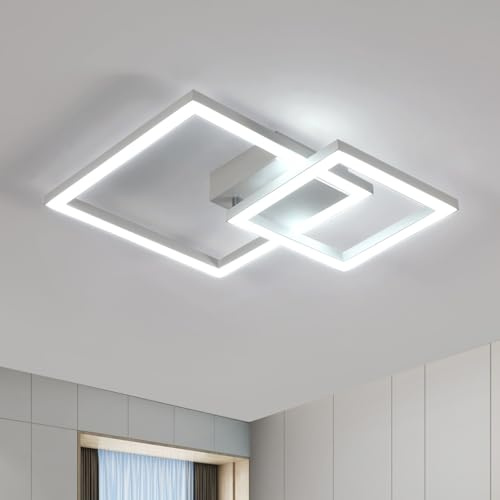 Riserva Deckenleuchte LED Modern 34W, 350° Drehbar Quadratisch, Weiß, 6500K | Deckenlampe LED für Schlafzimmer, Korridor, Wohnzimmer, Küche