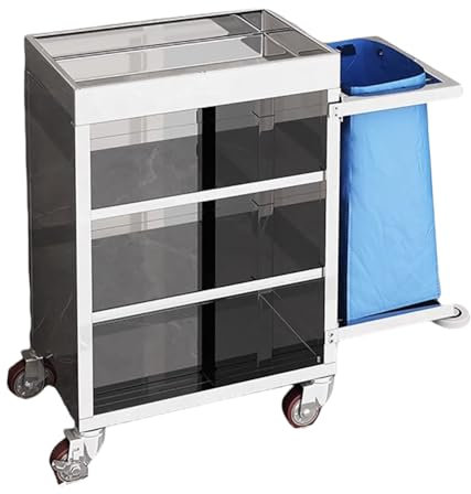 TT-YEC 4-Layer-Edelstahl-Putzwagen Mit Rädern Und Abnehmbarer Aufbewahrungsbeutel, Gästezimmer, Dedizierter Warenkorb, Reinigungswerkzeuglagerwagen,A