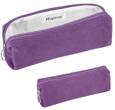 Hopton Niedliches Federmäppchen, Kordsamt, ästhetisches Federmäppchen für Mädchen und Jungen, Stifteetui, Make-up-Tasche, tragbares Federmäppchen für Damen, Lila