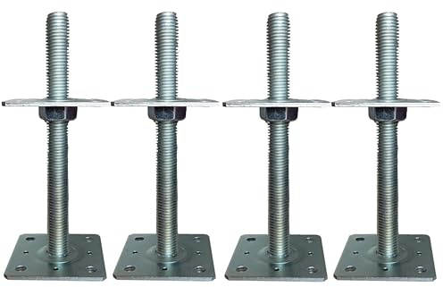 HAFD Adjustable 4Galvanised Elevated Post Base Support Size: 100 x 100mm Pack of 4