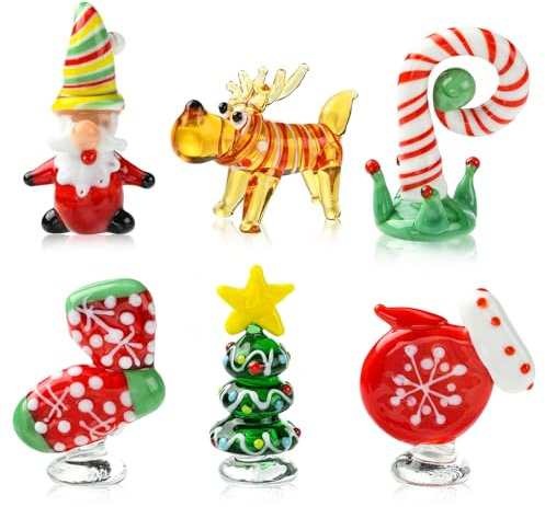 WEWAYSMILE 6 Stück Mini Tierfiguren Aus Glas Mundgeblasenes Glas Weihnachtsfiguren Für Weihnachten Home Desktop Festival Dekoration Geschenk