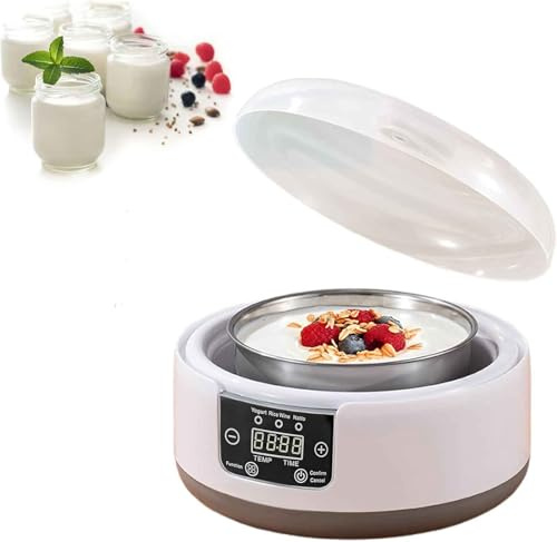 Probiotic Yogurt Maker, 1.2L Fully Automatic Yogurt Maker Machine, Yogurt Maker with Temp & Time Control, Yogurt Maker with 5 Glass Jars for Homemade Greek, (with 5 Glasses)