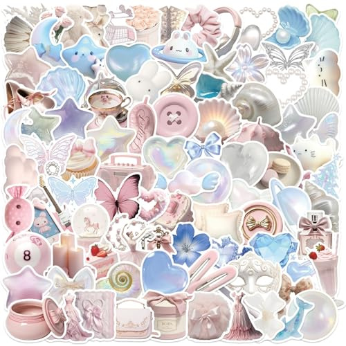 100pcs Coquette Stickers Pack - Cute Waterproof Vinyl Aesthetic Stickers for Girls | Laptop, Water Bottle, Phone, Guitar Decoration