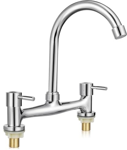 POPETPOP Grifos Mezcladores De Orificios Grifo De Cocina Agua Caliente y Fría Para Uso Fregadero De Cocina y Lavabo De Baño Filtro De Agua