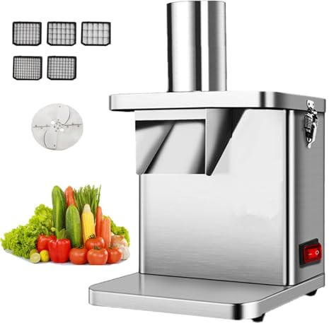VzxCrue Coupe-LéGumes Et Fruits éLectrique 250 W, Coupe-LéGumes Professionnel en DéS,Robuste Et Professionnel, en Acier Inoxydable 304, IdéAl pour Les HôTels Specification2