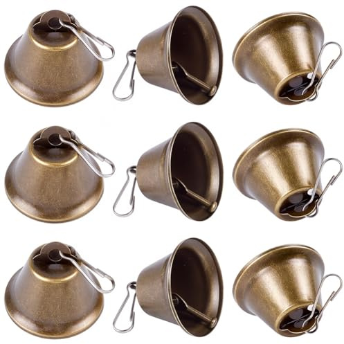 CABODYALS 10 pz. Campanellini Jingle Bells In Bronzo Vintage Piccoli Mini Campanelli Artigianali antisCHIS Color Ottone con Clip A Molla Piccoli per Appendere Campanelli Eolici Case Matrimoni Feste Gi