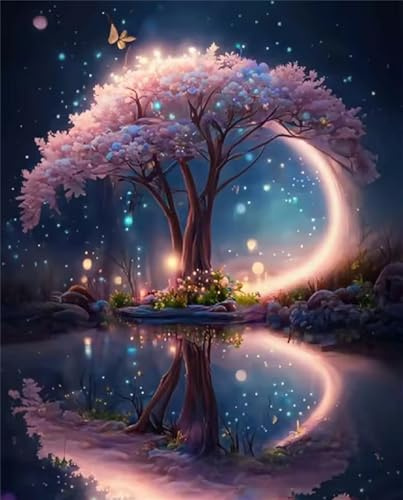 Puzzle 30 Teile für Erwachsene, Der Pink Tree See 25x20cm Puzzle Erwachsene 30 Teile Lernspiel Herausforderung Spielzeug, Geschicklichkeitsspiel für die ganze Familie